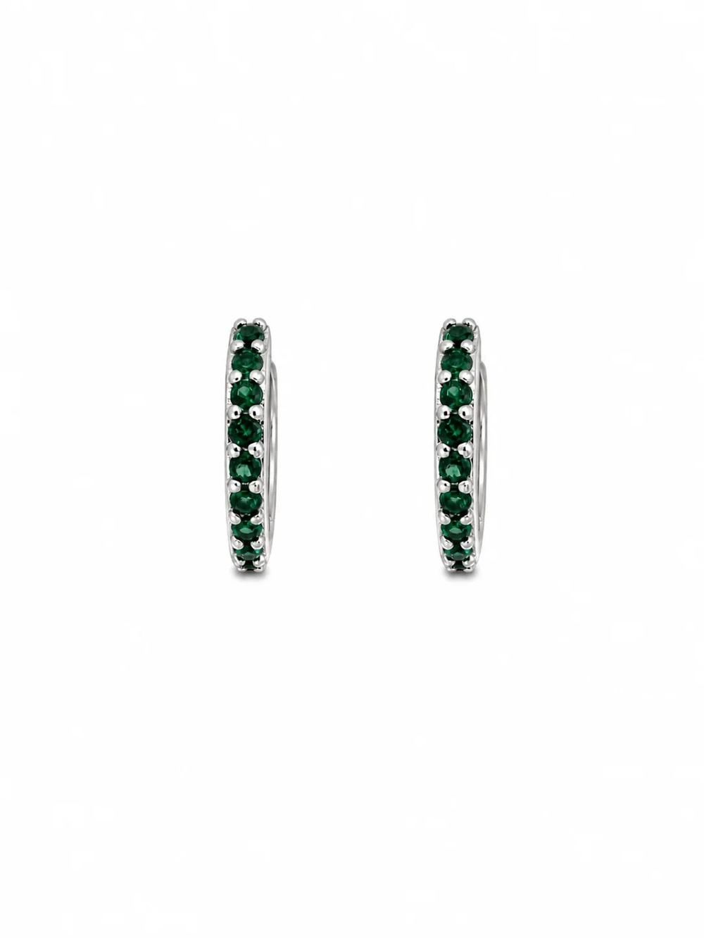 Emerald Colored Silver Huggie (Style #11)